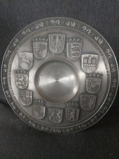 Zinnteller 11 alte Bundesländer Wappen + Schrift Deutschland 95% Zinn Wandteller