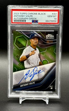 2023 Topps Chrome Black Anthony Volpe RC Auto Green Refractor #CBA-AV /99 PSA 10