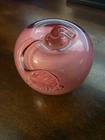 Vintage Fenton  Apple Paperweight Dusty Rose Overlay Pink Art Glass 1980’s
