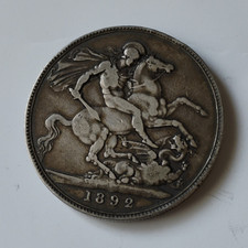 1892 Queen Victoria British Crown Coin (Victoria Era 1837-1901)