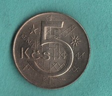 1990 Czechoslovakia Five Korun Coin