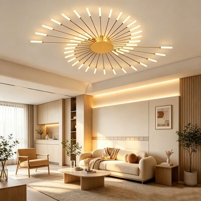 Firework Shape LED Ceiling Light Plug in Metal Chandelier Home Indoor Decor Lamp