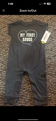 My First Rodeo Baby Romper Black Cotton Jumpsuit Cat Jack