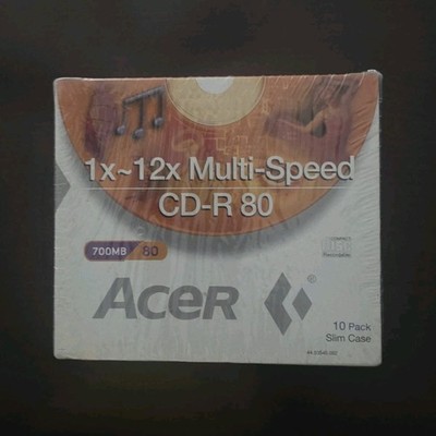 Acer CD-R 80 700MB 1x-12x Multi Speed Blank Recordable CDs 10 Pack Slim Case