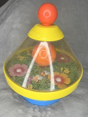 Vtg Chicco Spin Top Spinning Bumblebee 80's Toy Made In Italy Bell works 