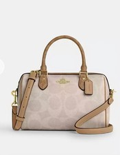 NWT Coach Rowan Satchel Bag In Signature Canvas Leather Gold Sand Tan CY679