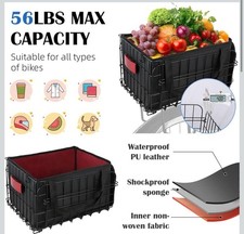 Folding Rear Bike Basket with Waterproof Liner for Dogs Pets Groceries