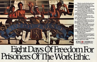 1983 Sexy Fashion Long Legs Ladies Bikini Men Royal Caribbean 2-Pg Mag PRINT AD