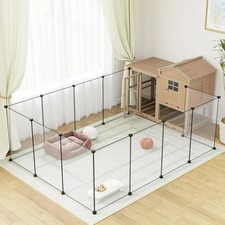 Large Transparent 12-Panel Pet Playpen for Dogs, Puppies, and Small Animals