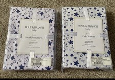 Boll  Branch Navy Crib Sheets And Swaddles