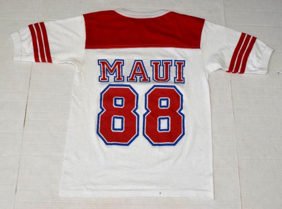 Camiseta Vintage Alore Talla S Años 80 Maui 88 Rojo Blanco Jersey Estilo Hecha en EE. UU. Foto 2 de 4