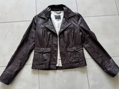 S.Oliver Lederjacke  Bikerjacke Damenjacke Echt  Leder  dunkelbraun Gr. 36