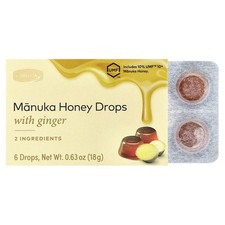 Manuka Honey Drops with Ginger, 6 Drops, 0.63 oz 18 g 