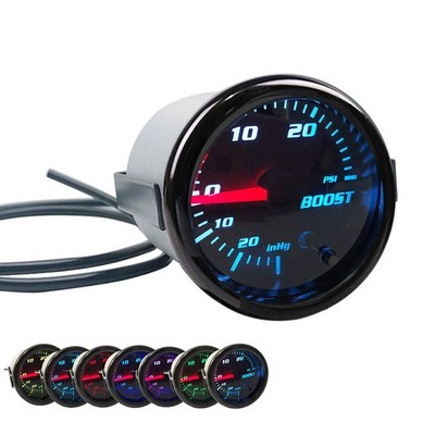 Black 52mm 2'' Turbo Boost Gauge 0-30 PSI Pressure Vacuum Turbo Meter with 7 C...