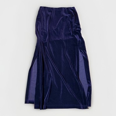 Vtg 90s A Byer Velvet Maxi Skirt Side Slits Purple Whimsigoth Goth Grunge M