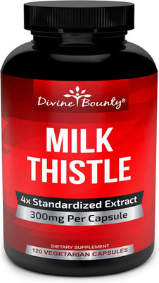 Divine Bounty Pure Milk Thistle Capsules Supplement 120 Vegetarian Capsules