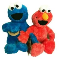 New Set of 2 Sesame Street Cookie Monster  Elmo Plush Toys 10 inches . NWT