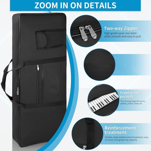 Funda para teclado de 61 teclas, bolsa portátil para teclado de piano eléctrico - Picture 7 of 8