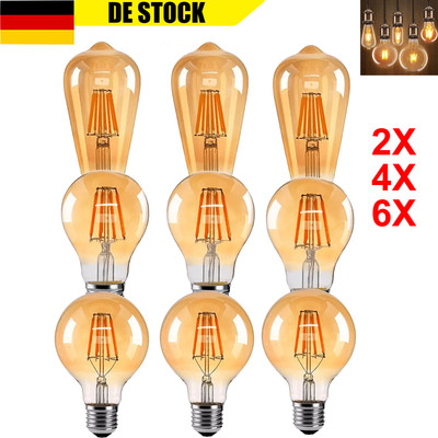 2-6x LED Vintage Edison Glühbirne Lampe Filament E27 Glühlampe Bulbs Warmweiß