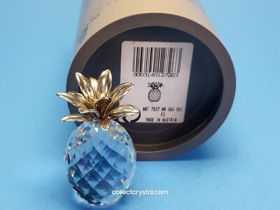 Swarovski Large Pineapple Rhodium Hammered Leafs 012727 MIB Complete