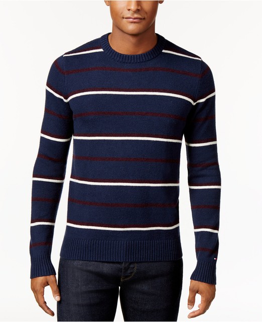 NWT TOMMY HILFIGER MEN'S STRIPED CREW NECK SWEATER XXLARGE XXL NAVY | eBay