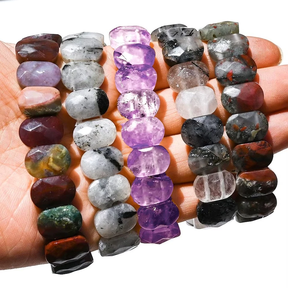 Naturstein facettiert *** Stretch Armband flexibel dehnbar 17-20 cm - Bild 2 von 4