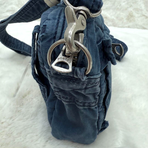 Used Yoshida Porter Tanker Denim Indigo Dye Cotton Canvas Shoulder Bag 2way - Picture 4 of 16