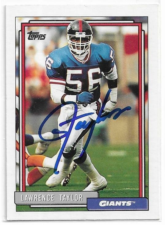 ebay5万円! L.ロベルト ルーキーカード SAPPHIRE EDITION LAWRENCE TAYLOR Autographed Signed 1992 Topps Football card #756