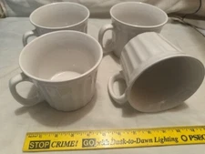 NEW -Royal Norfolk WHITE CERAMIC JUMBO (20 OZ)  SOUP / COFFEE MUG SET OF 4
