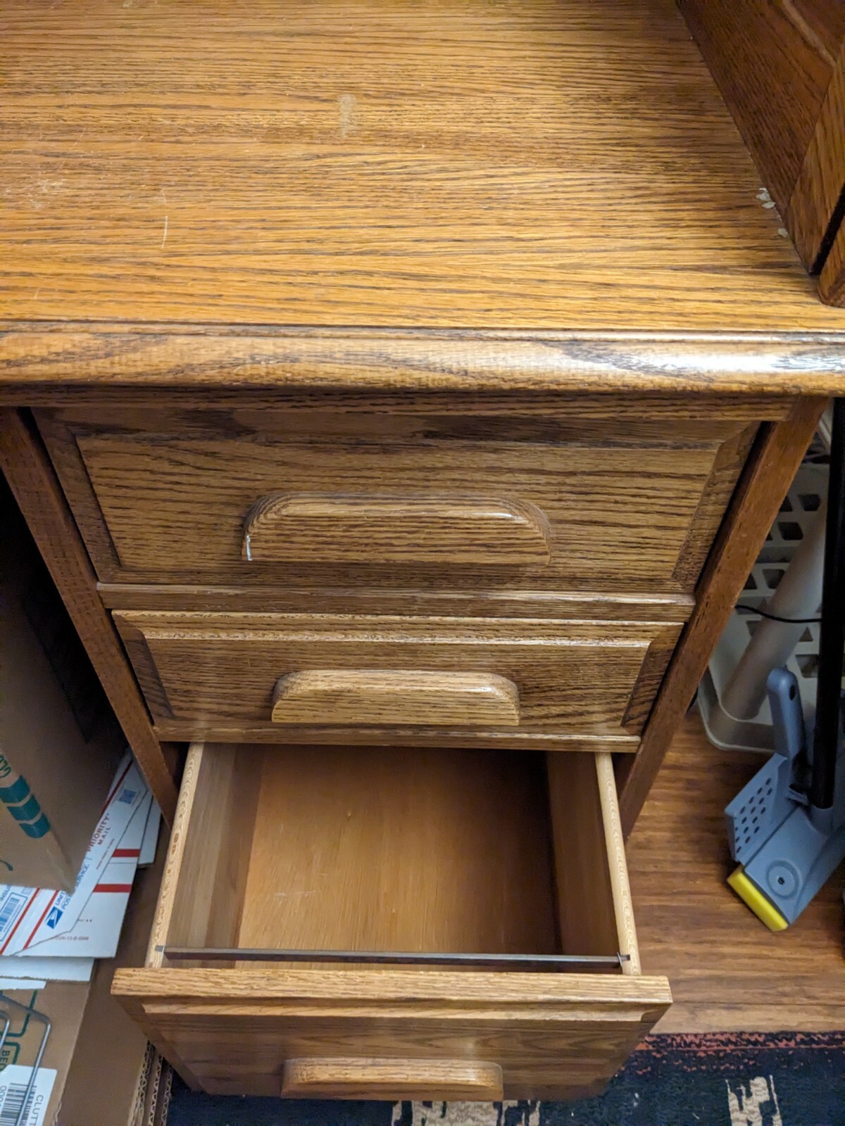 Oak Crest Locking Roll Top Desk, Golden Oak Finish w/ 2 3drawer file