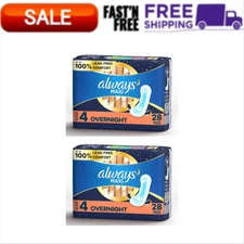 Always Maxi Pads Size 4 Overnight Absorbency Unscented without Wings, 56 Count
