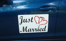 Large JUST MARRIED CAR MAGNETIC SIGN 12" x 18" FREE SHIPPING Wedding