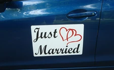 Large JUST MARRIED CAR MAGNETIC SIGN 12" x 18"  FREE SHIPPING! Wedding