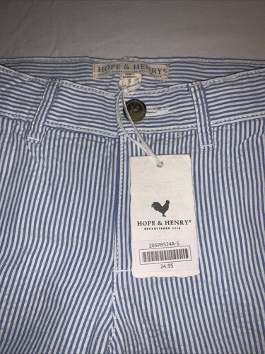 New NWT Hope & Henry Organic Cotton Seersucker Suit Pants Blue White Boys 5 - Picture 2 of 5