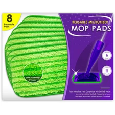 Reusable Floor Mop Pads - 8 Pack Swiffer Wet Jet Compatible Refills - Machine...