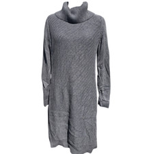 Ann Taylor Turtleneck Sweater Dress in Charcoal Grey Large