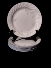 (7) pcs SWIRL PINK BLUE FLOWERS (7) 7" Bread/Dessert Plates Corelle Corning