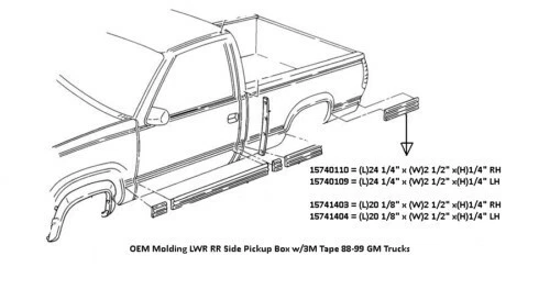GM 15740109 Precortado 24.25" Cromo Moldura Lateral 88-98 Chevy GMC Suburban Yukon XL Foto 2 de 2