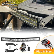 32" Curved LED Light Bar Roof Brackets PLUG For Polaris RZR Trail 900 S 1000