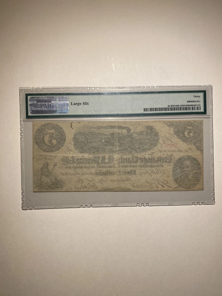 Michigan & South Bend Plank Road Co. Indiana Michigan City $5 1862 Very Fine - Image 2 of 2