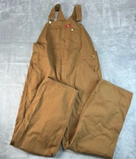 Dickies Classic Bib Overalls Mens 36 X 32 Rinsed Brown Duck