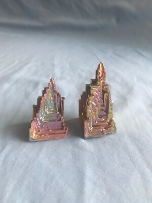 2 Pieces 3.8 Ounce TW ~ 1-3/4'' to 2-1/8  Tall Rainbow Bismuth Crystals Tower