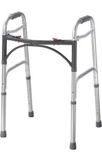 Folding Walker with 5" Wheels 10200-1 Deluxe 2-Button Drive Medical - Silver