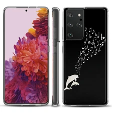 For Samsung Galaxy S21 Ultra 5G Slim Phone Case - Dolphin Music