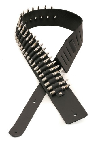 Bullet Guitar Strap .223 Caliber Nickel Shell Tips Punk Rock Thrash Metal USA - Picture 4 of 10