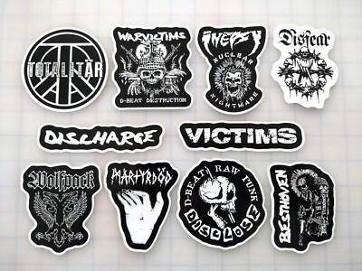 D-Beat Raw Punk Vinyl Sticker Lot (10 Pack) SET 1 crust anarcho discharge noise