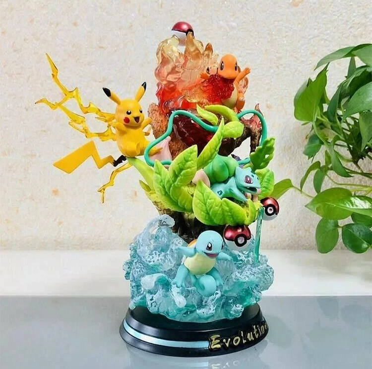 Action Figure Pokémon Starter Evolution 26cm STATUA DA COLLEZIONE Anime - Immagine 3 di 4