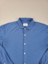 Mizzen Main Shirt Mens XL Blue Polka Dot Performance Button Up Stretch Classic