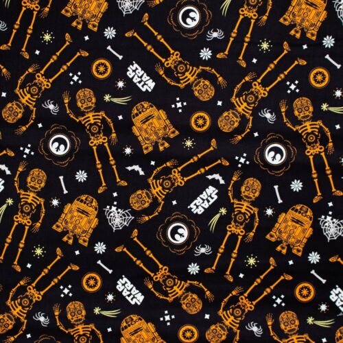 Star Wars Halloween Cotton Fabric - C-3PO & R2D2 - Black Friday Half Price Sale - Imagen 1 de 8