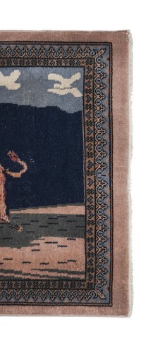 "Tappeto leone annodato a mano - arazzo animale 3'3"" X 4'" - Foto 4 di 11